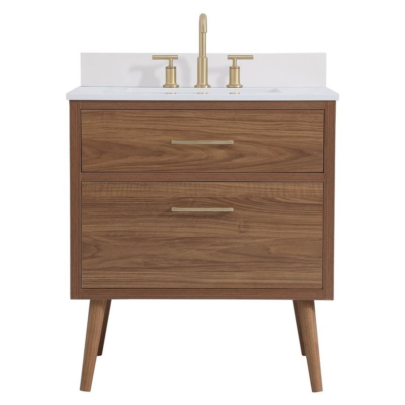 VF41030WB-BS 30" Bathroom Vanity in Walnut Brown With Backsplash