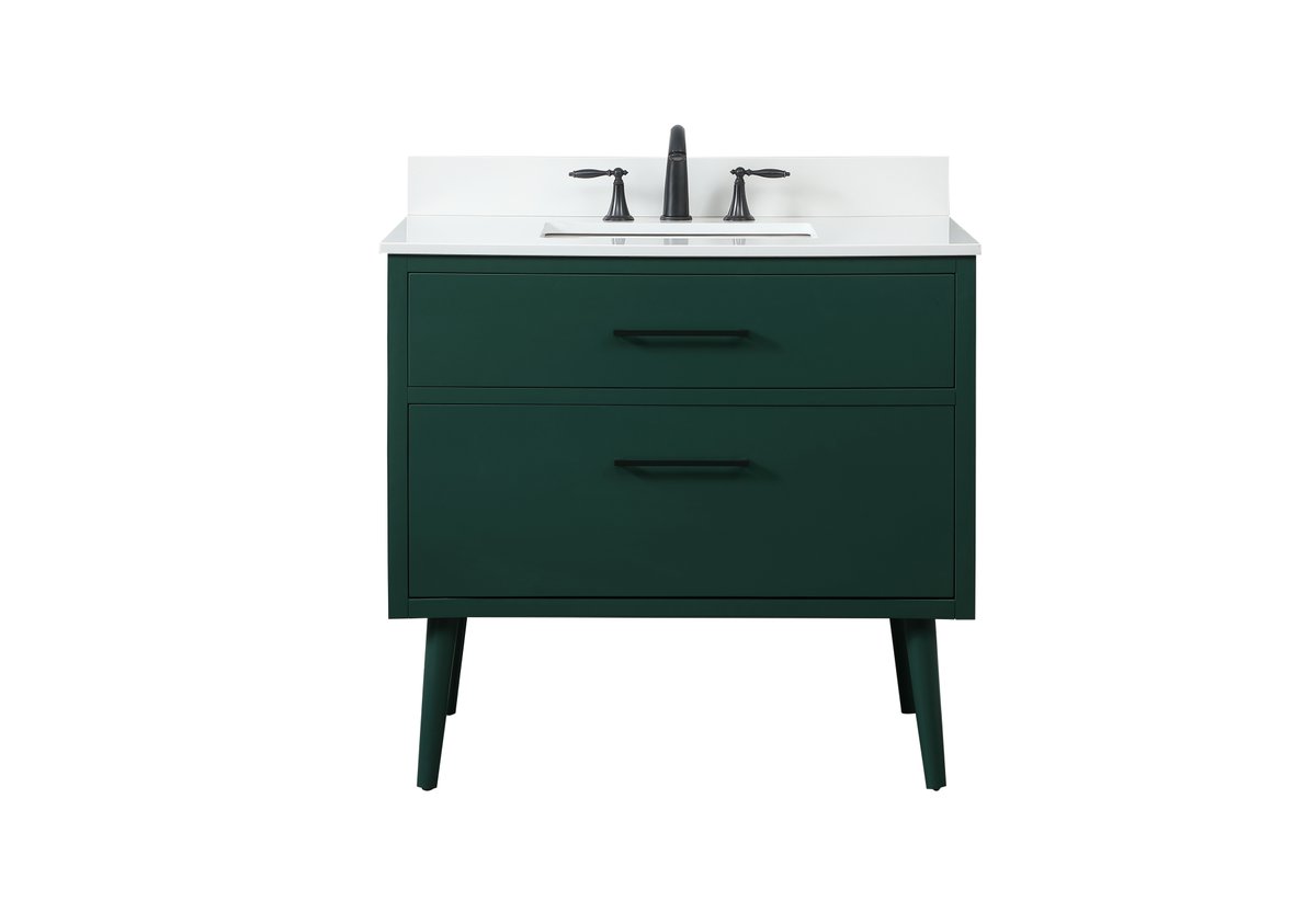 VF41036MGN-BS 36" Bathroom Vanity in Green With Backsplash