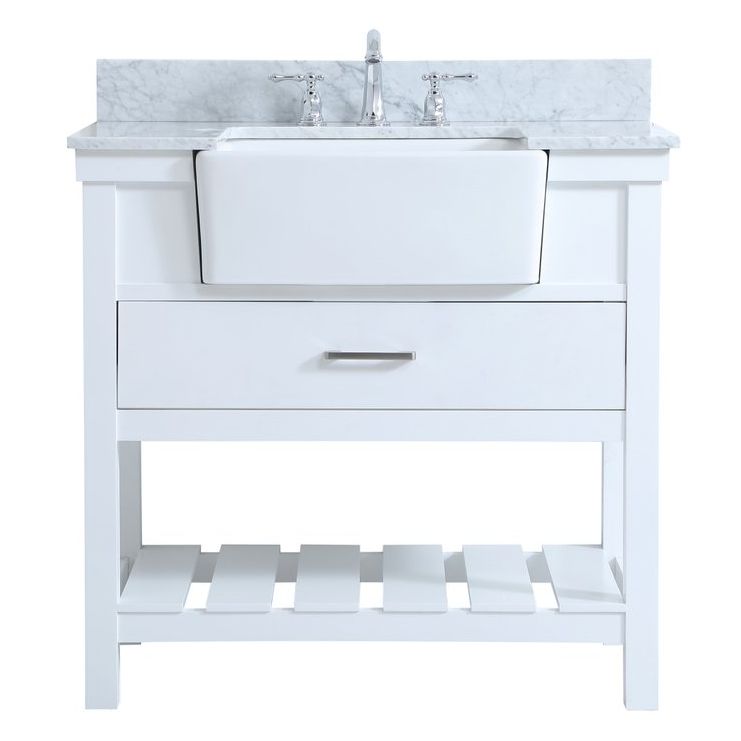 VF60136WH-BS 36" Single Bathroom Vanity in White With Backsplash