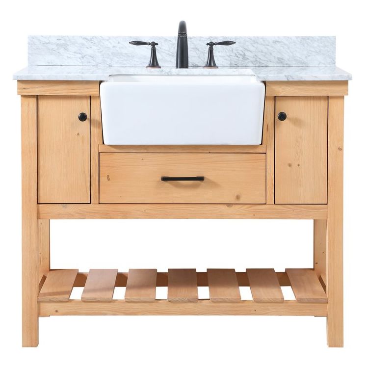 VF60142NW-BS 42" Single Bathroom Vanity in Natural Wood With Backsplash