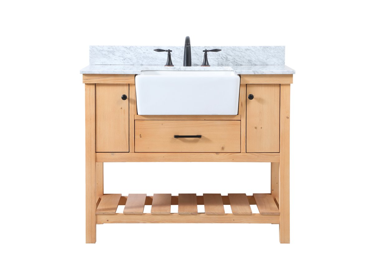 VF60142NW-BS 42" Single Bathroom Vanity in Natural Wood With Backsplash