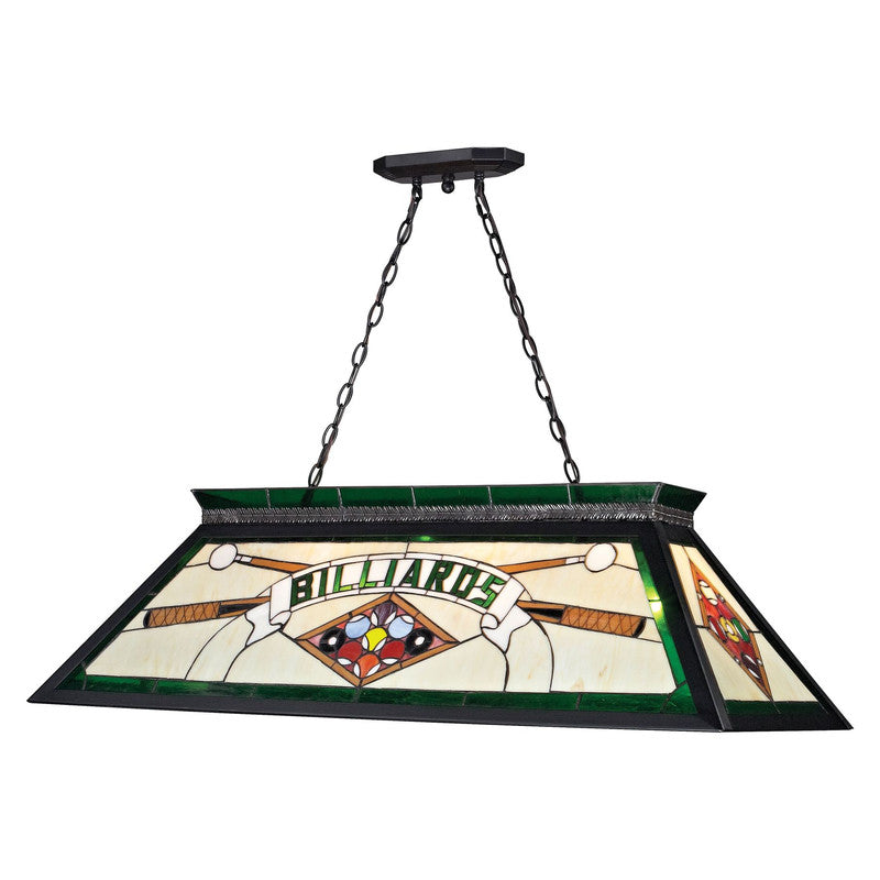 KD25GREEN - Tiffany Billiard 4 Light 44" Chandelier